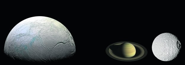 Esperanza para la vida. La luna Encélado tiene un océano bajo el hielo. Hay rastros de actividad hidrotermal como la de la Tierra e hidrógeno, una posible fuente de energía para vida microbiana.