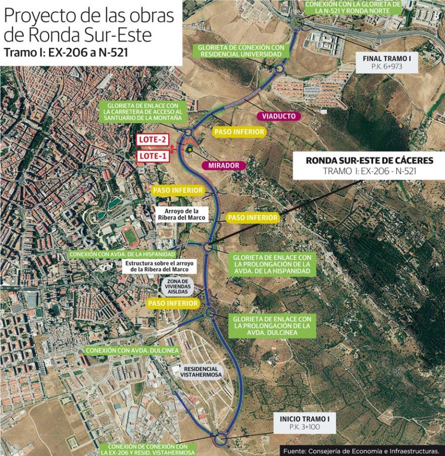 Tramo de la Ronda Sureste de Cáceres:: HOY