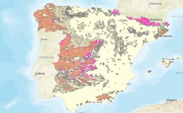 Mapa del potencial de radón de España. /CSN.ES