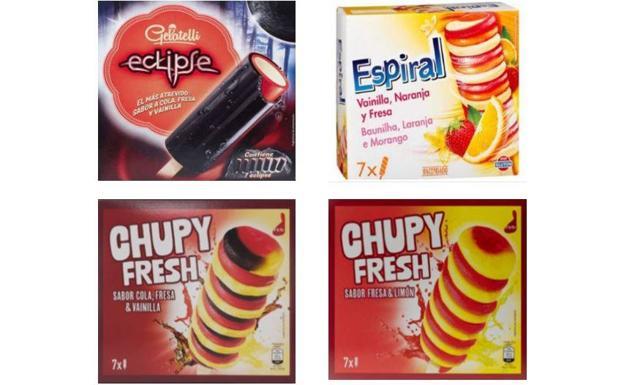 Helados afectados por la alerta sanitaria lanzada por la Agencia Española de Seguridad Alimentaria y Nutrición