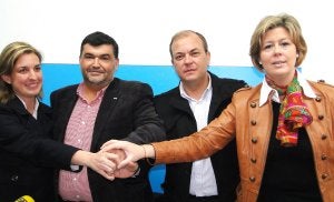 Carmen Pagador, Manuel Lavado, Monago y Gloria Pons. :: V.PAVÓN/
