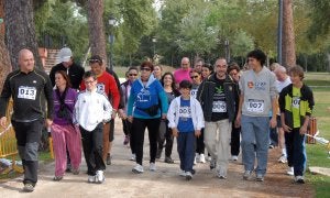 Caminantes en el parque de La Isla, uno de los escenarios de esta iniciativa a favor de Aoex. :: PALMA/