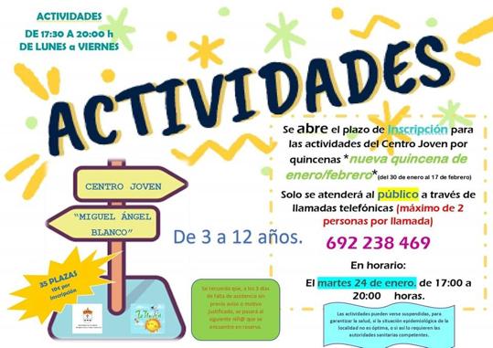 Nueva quincena de actividades ocio-culturales del Centro Joven Miguel Ángel Blanco