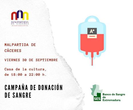 El Banco de Sangre de Extremadura lleva a cabo una Campaña de Donación en Malpartida de Cáceres