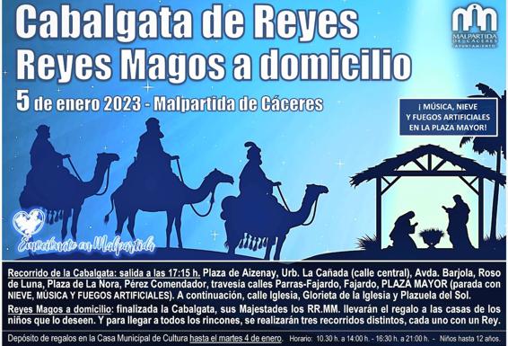 La tradicional Cabalgata de Reyes volverá a recorrer las calles de Malpartida de Cáceres
