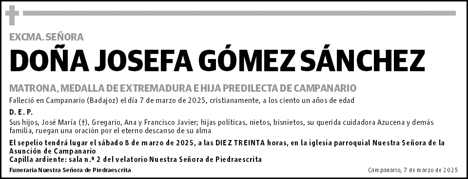 JOSEFA GÓMEZ SÁNCHEZ