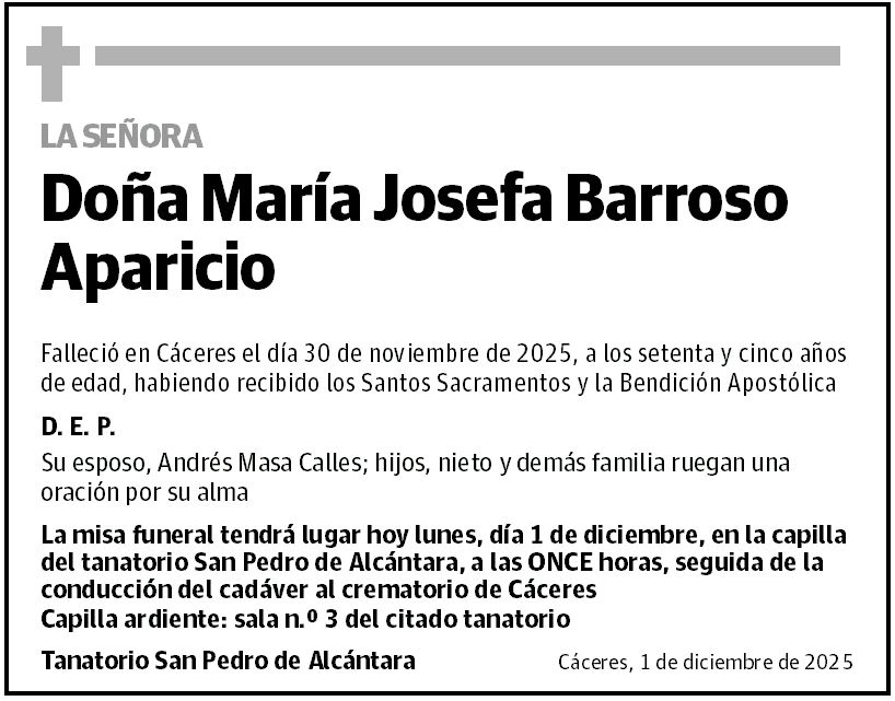 DOÑA MARÍA JOSEFA BARROSO APARICIO