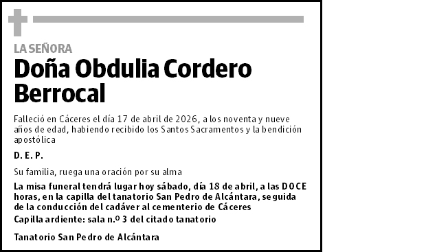Obdulia Cordero Berrocal