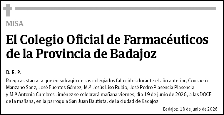 El Colegio Oficial de Farmacéuticos de la Provincia de Badajoz