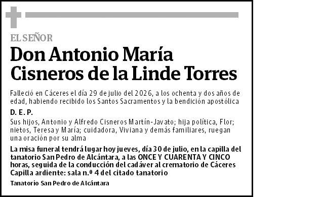 Antonio María Cisneros de la Linde Torres