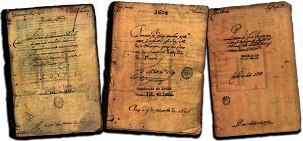 Documentos con actas de procesos llevados a cabo por la Inquisición de Évora contra oliventinos acusados de judaísmo. 