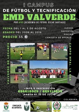 Cartel del Campus de Fútbol en Valverde de Leganes