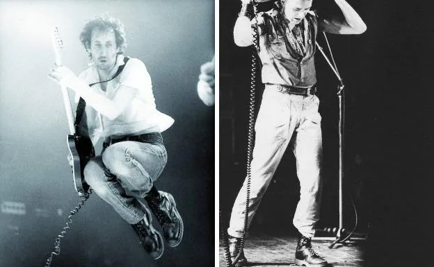 Ellos las pusieron de moda: a la izquierda, Pete Townshend, guitarrista de The Who; a la derecha, Joe Strummer, cantante de The Clash.