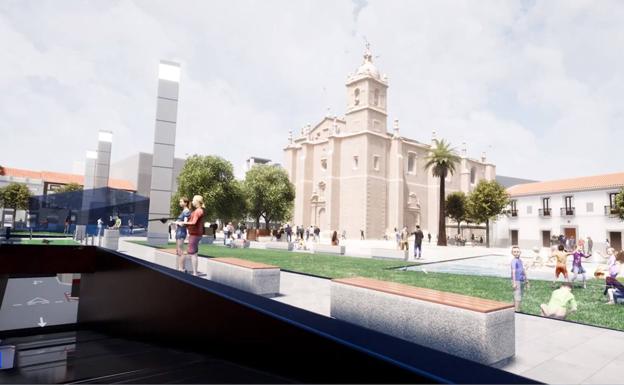 La iglesia cobrará más protagonismo en la nueva plaza, como muestra la imagen. 