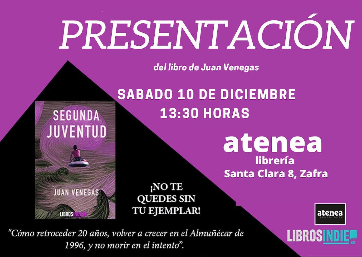 Juan Venegas presenta su primera novela, 'Segunda juventud'